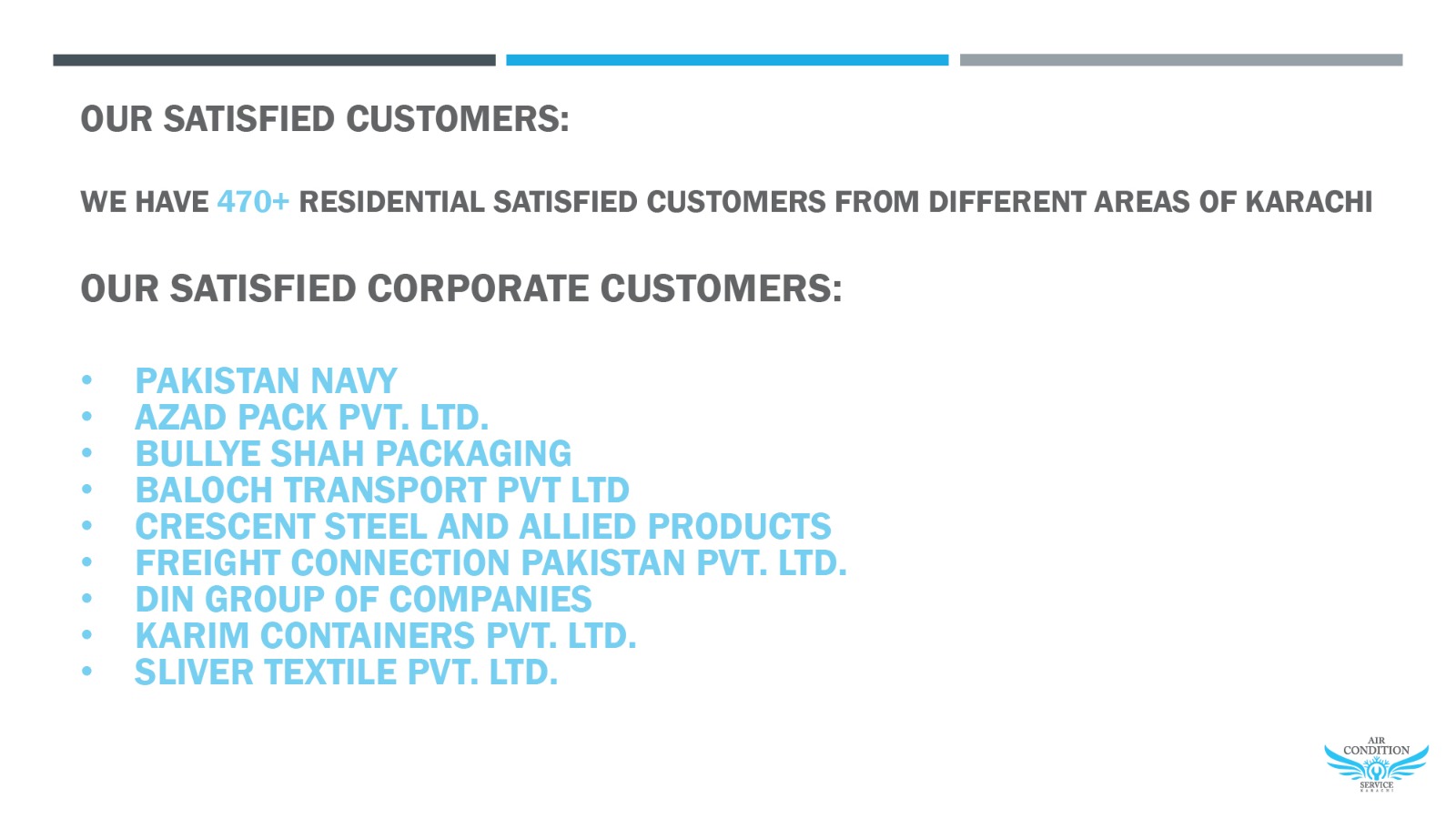 Customers & Clients — Residential reach and corporate experience